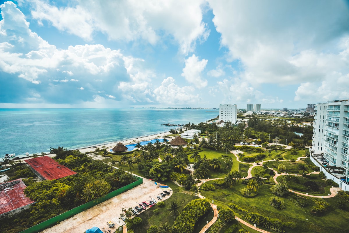 Cancun resort beach with clear blue water